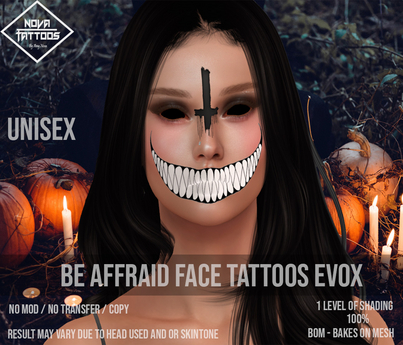 Second Life Marketplace - Nova. Tattoos. Be Afraid Face Tattoos. Evo X